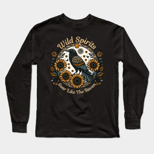 Boho Chic Style with Raven Long Sleeve T-Shirt